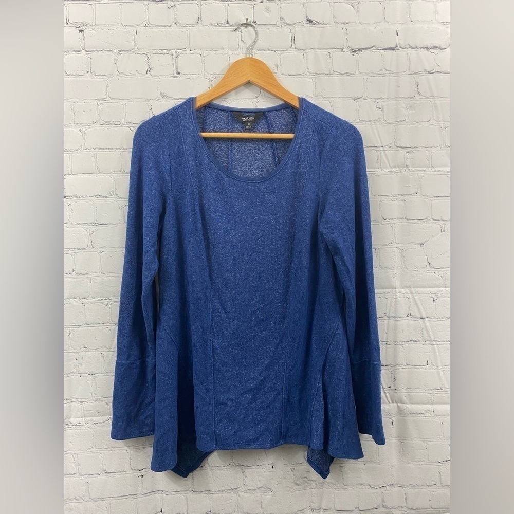 Simply Vera Vera Wang Heather Blue Soft Asymmetrical Hem Sweater Womens Size M
